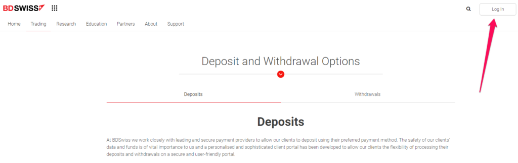 How to Deposit Funds step 1